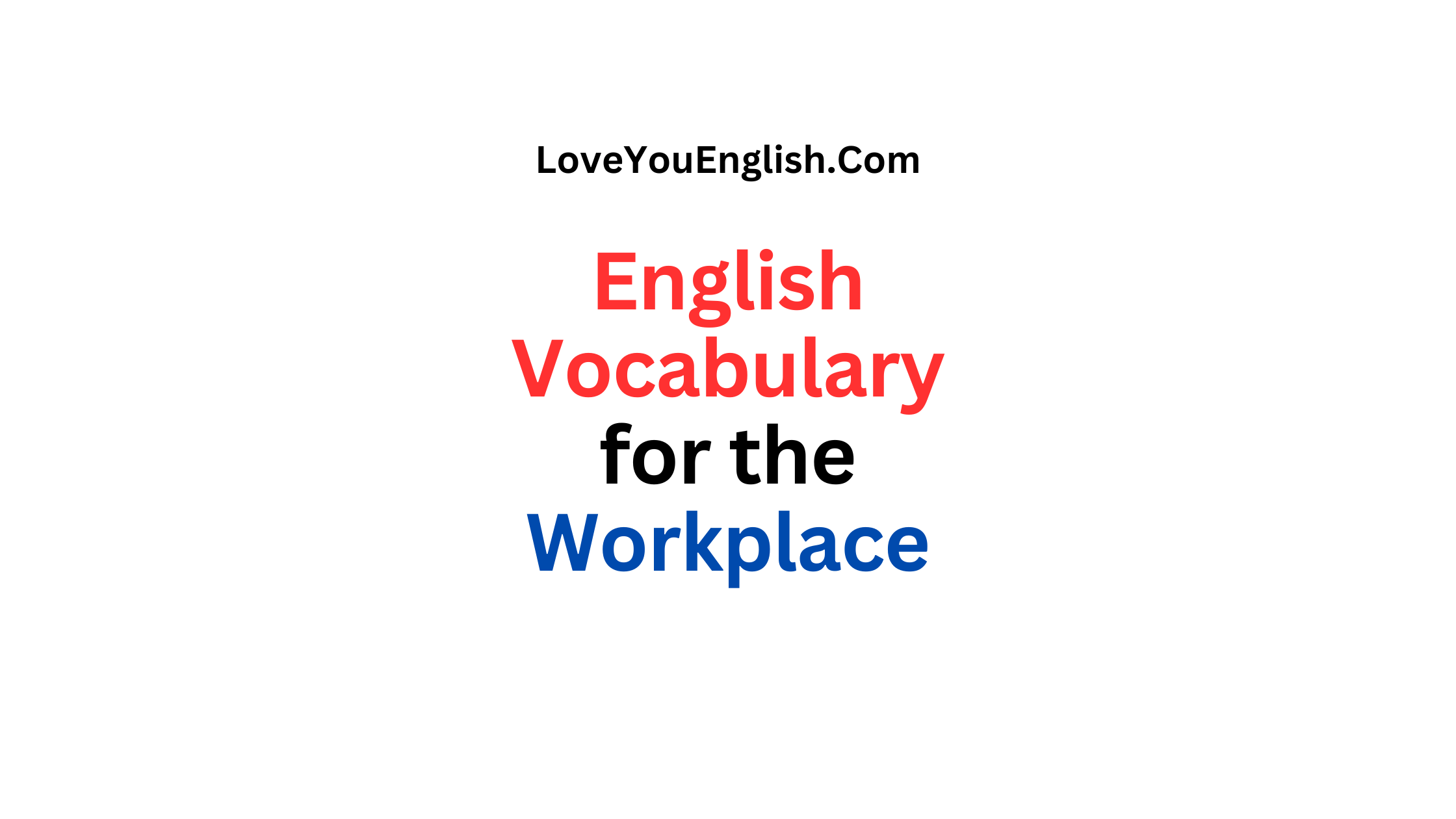 English Vocabulary for the Workplace