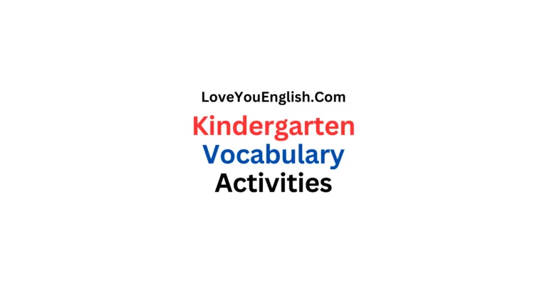 Kindergarten English Vocabulary Activities